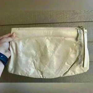 Retro 80s soft leather clutch bag